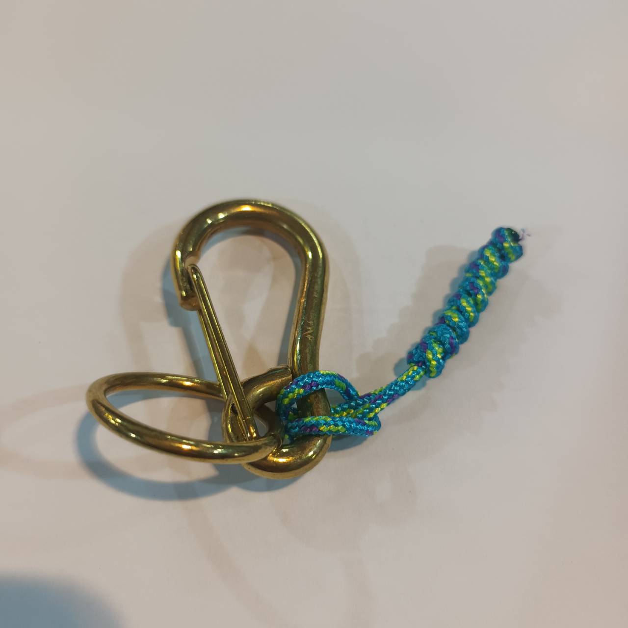 Tec40 Brass Keychain BS02-Color-Snake knot ฺBlue-Green Tail