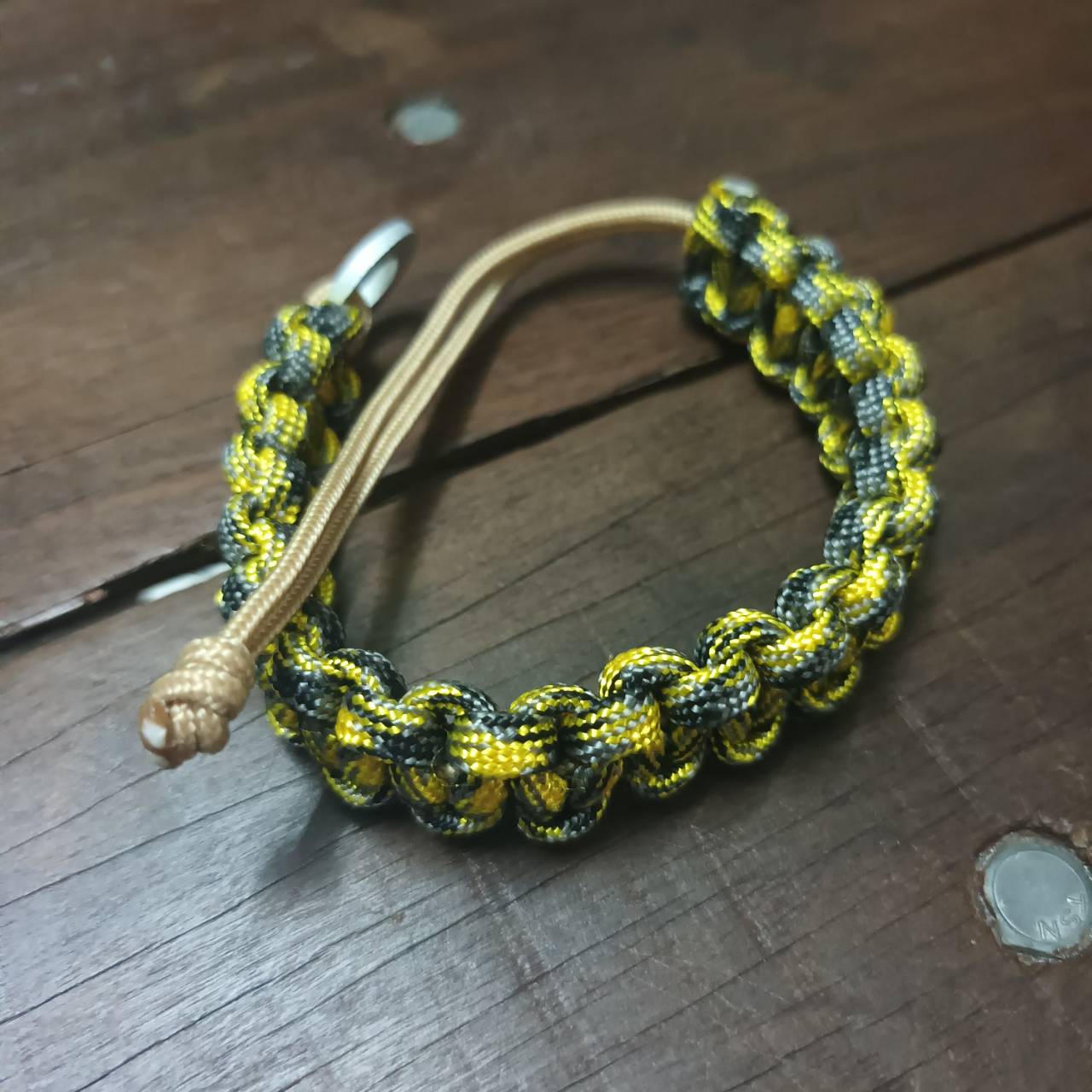 MC2THAILAND COBRA Knot CORE-CYT BROWN 2mm Paracord Bracelet Model 02 Yellow Camou 4mm Color