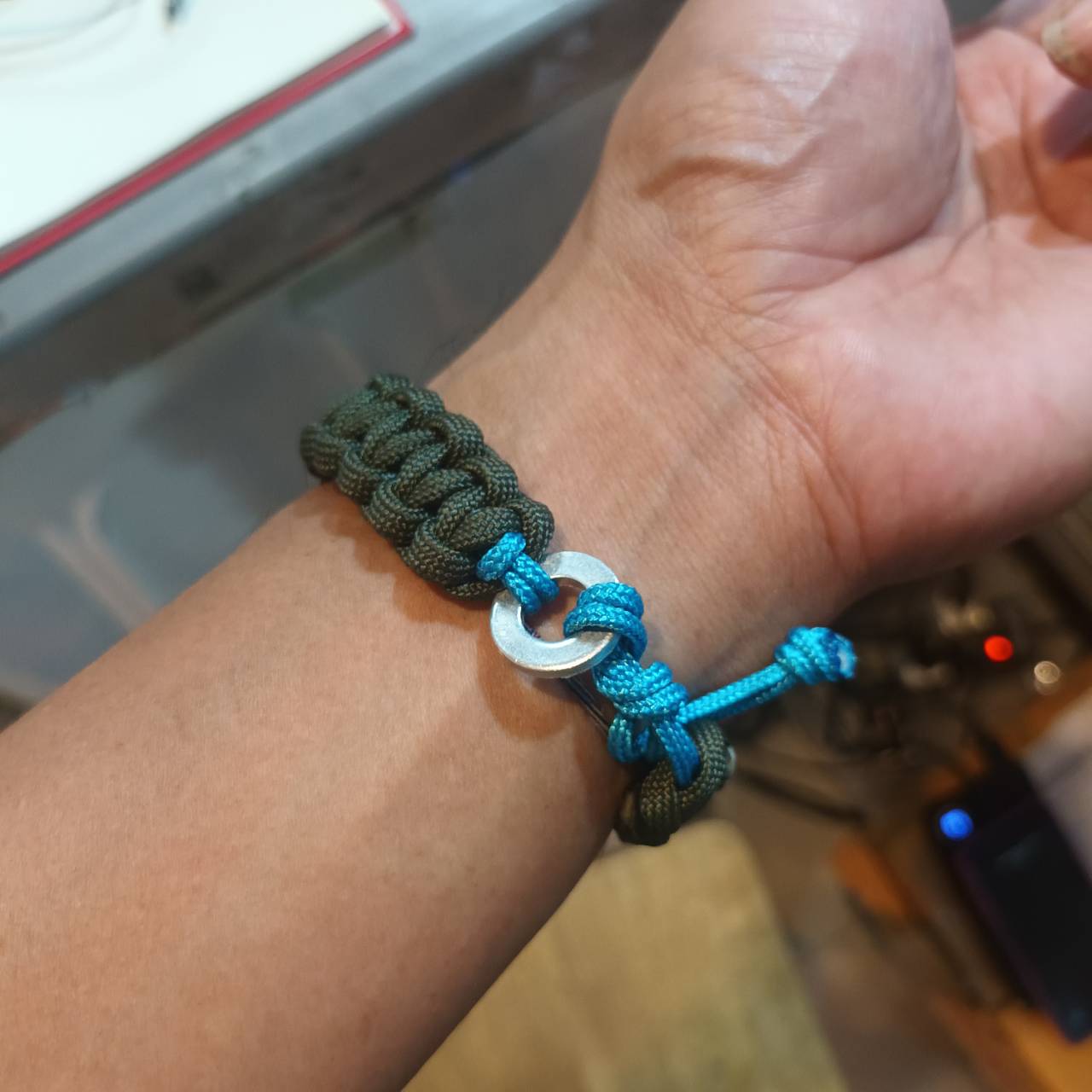 MC2THAILAND COBRA KNOT CORE BLUE 2mm Paracord Bracelet Model 02 OD GREEN 4mm Color