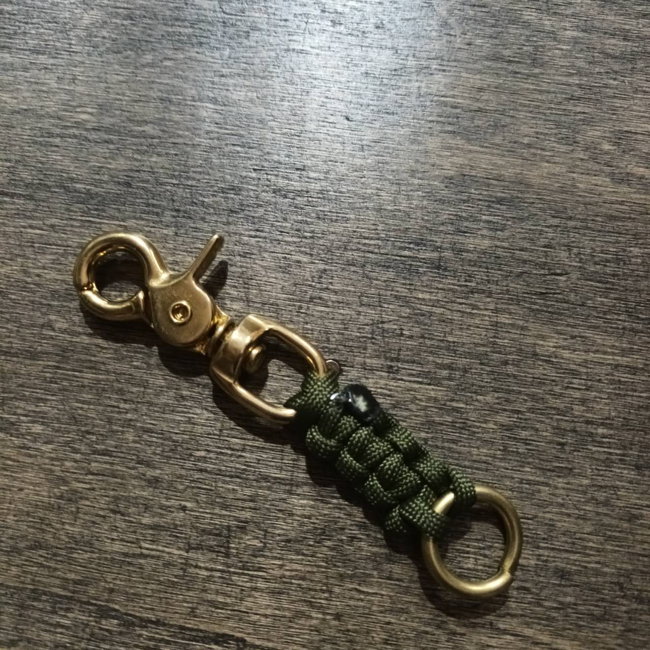 Tec40 Brass Keychain BS03-Color-COBRA knot ฺGREEN Tail