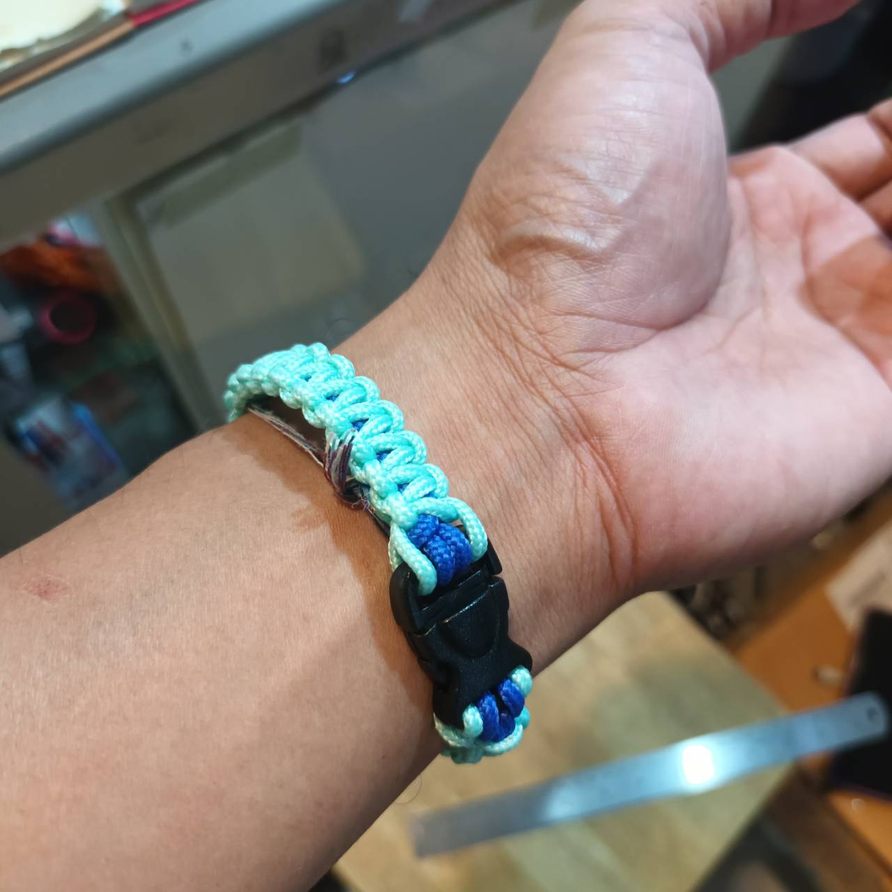 MC2THAILAND COBRA KNOT CORE BLUE 2mm Paracord Bracelet Model 03 Black Buckle LIGHT BLUE 2mm Color