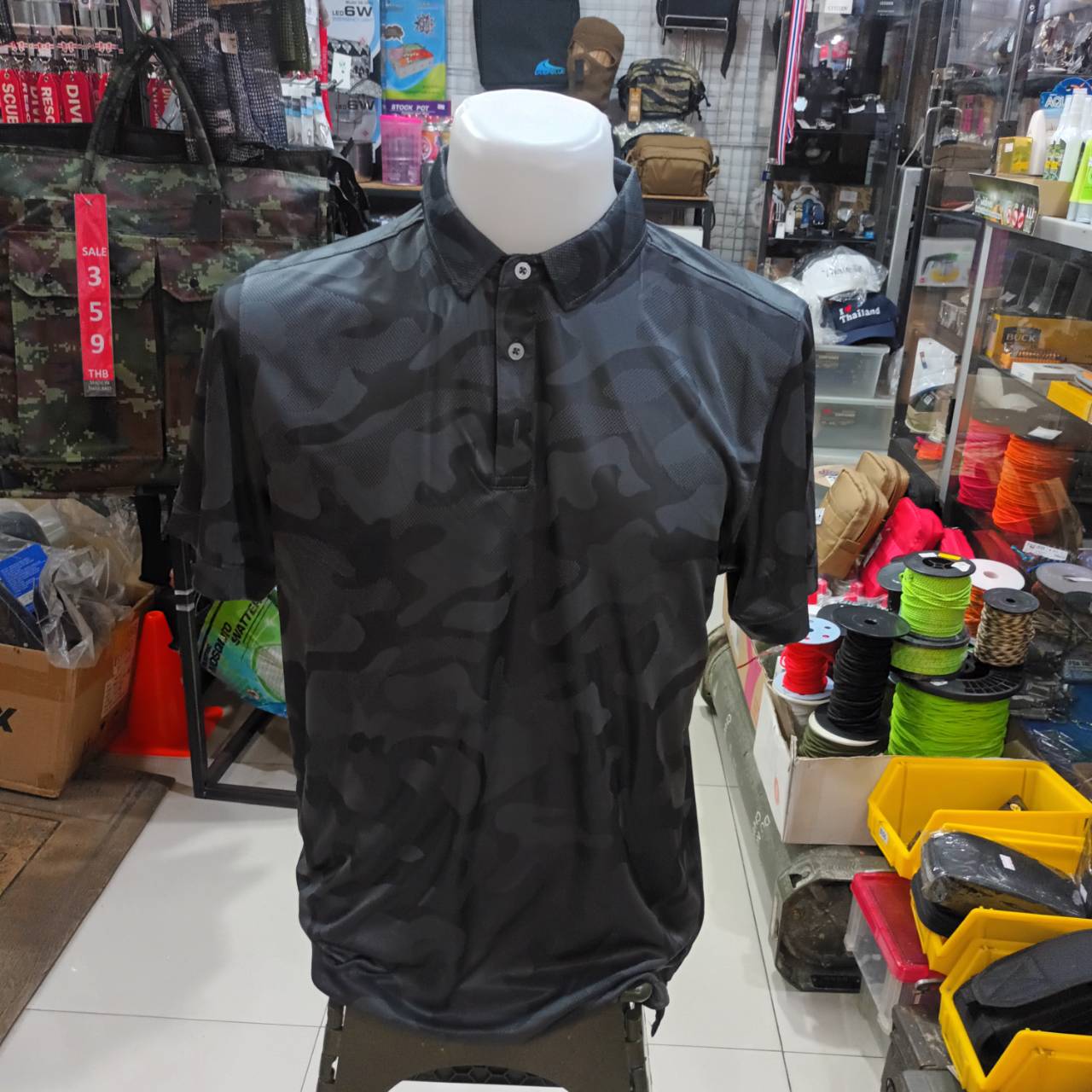 Tec40 Mag cool POLO SHIRT เสื้อคอโปโล สีเทาเข้ม