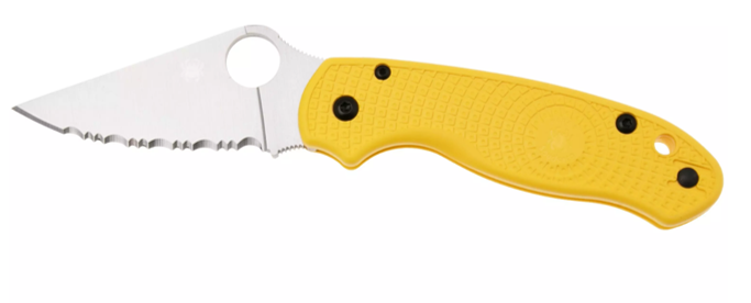 Spyderco Para 3 Salt Lightweight CPM-MagnaCut Satin Serrated Blade, Yellow FRN (C223SYL)