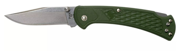 Buck 112 Slim Ranger Select Folding Knife Plain Blade, OD Green GFN Handles (0112ODS2-B)
