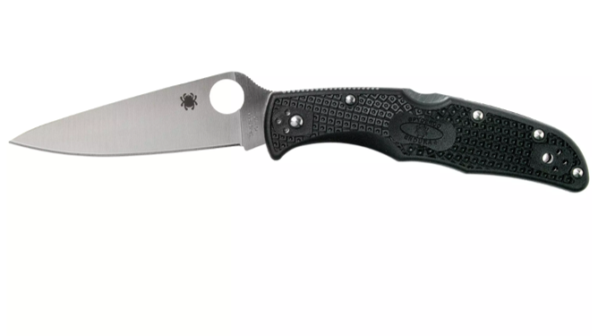 Spyderco Endura Flat Ground VG10 Satin Plain Blade, Black FRN Handles (C10FPBK)